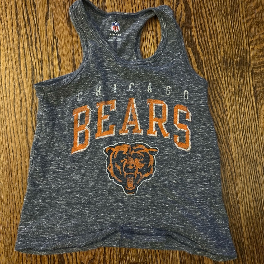 Chicago Bears Kids Tank Top - Heathered Blue and Orange 6/7